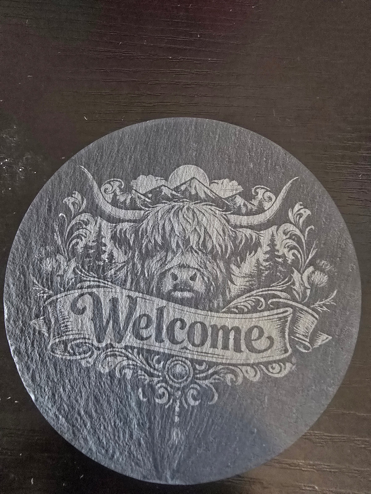 Highland Cow Slate Coaster